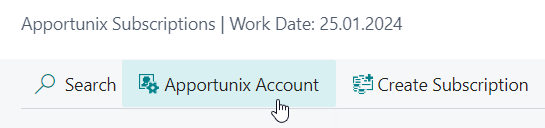 Apportunix Account action on the Apportunix Subscriptions page